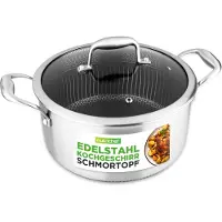 Nutrichef Eintopfpfanne 4,7 L Edelstahl – Antihaft Wabenstruktur Induktion Kratz