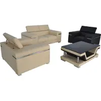 AEA Leder Modern XXL Couch Wohnlandschaft Ledersofa Sofa Garnitur 2+1+1 + Tisch