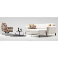 AEA Eckgarnitur Ecksofa L-Form Stoffsofa Couch Sofa Beige Drehsessel Set