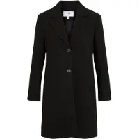 Vila Kurzmantel "VICLAUDIA BUTTON COAT - NOOS", Damen, Gr. 40, schwarz (schwarz beauty), Web, Obermaterial: 100% Polyester, unifarben, regular fit kniefrei, V-Ausschnitt, Mäntel Kurzmantel