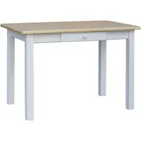 Koma Tools Weißer Tisch mit Schublade aus massivem Kiefernholz mit lackierter Tischplatte 130 x 70 cm