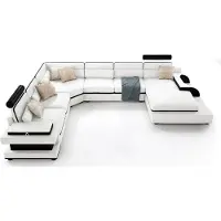 AEA Ledersofa Couch Wohnlandschaft Ecksofa Eck Garnitur Design Modern Sofa L6004