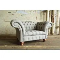 AEA Chesterfield Design Stoff Couch Sessel 1.5 Sitzer Polster Sofas Lounge Grau Samt