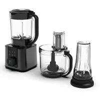 Klarstein Verosteel Küchenmaschine mit Mixer – 1200 W Multifunktions-Küchenmaschine, 2-Liter-Schüssel, 1,75-Liter-Mixer, 10 Geschwindigkeiten, 6 Programme, Entsafter & Fleischwolf