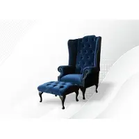 AEA Chesterfield Ohrensessel Sessel + Hocker Relax Fernseh 1 Sitzer Sofa Einsitzer
