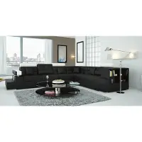 AEA Wohnlandschaft Ecksofa Ledersofa mit USB Eck Couch Designer mit Regal Uster S/W