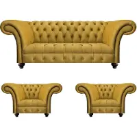 AEA Wohnzimmer Sofas Set Sofa Dreisitze Couch 2x Sessel Polstermöbel Chesterfield