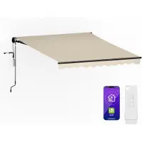 Blumfeldt CloudShade Markise – Elektrische Gelenkarmmarkise mit App & Fernbedienung, UV 30+ & Regenschutz, Einstellbarer Neigungswinkel, Aluminiumrahmen, Einfache Wandmontage, 250 cm Breit, Beige