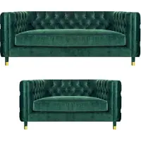 AEA Set Komplett 2x Sofas Couchen Sofagarnitur Polstermöbel Modern Chesterfield