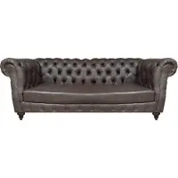 AEA Braun Leder Sofa Dreisitze Couch Einrichtung Wohnzimmer Chesterfield