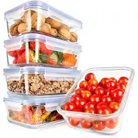 Nutrichef Glas Frischhaltedosen aus Borosilikatglas – Luftdicht, Auslaufsicher,