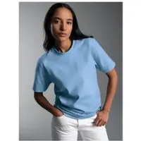 Trigema T-Shirt "Heavy T-Shirt aus 100% recycelter Baumwolle", Damen, Gr. 4XL, blau (horizont), 100% Baumwolle (recycelt), Basic, Shirts T-Shirt