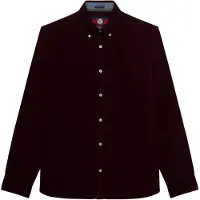 Superdry für Herren. M4011044A Classic Needle Hemd bordeaux (L), Lässig, Baumwolle, Klassisch, Langarm