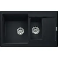 Franke Maris MRG 651-78 in BLACK MATT mit Druckknopfventil u. Abtropfbecken / Ausschnittmaß 760 x 480 mm / Einbauspüle