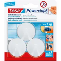 TESA GANCIO TONDO 'POWERSTRIPS' - Klein: 3 Haken + 4 Streifen