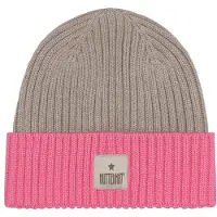 Huttelihut - Kid's Hat Wool Knit Color Block - Mütze Gr 52 cm - 2-4 Years rosa/braun