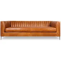 AEA Sofa 3 Sitzer Couch Chesterfield Polster Sitz Garnitur Leder Hellbraun