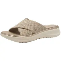 Tamaris Comfort Damen Pantoletten mit Chunky-Sohle Vegan, Mehrfarbig (Beige/Gold