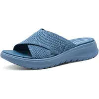 Tamaris Comfort Damen Pantoletten mit Chunky-Sohle Vegan, Blau (Denim), 37 EU
