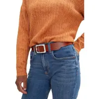 Tom Tailor Ledergürtel "TTEVE", Damen, Gr. 85, braun (cognac), Rindsleder, Gürtel Ledergürtel, 4 cm breiter Damen Ledergürtel, kalssiches Must-Have