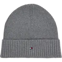 Tommy Hilfiger Strickmütze "TH FLAG PIMA COTTON BEANIE" Beanie mit Logostickerei, mit Kaschmiranteil Unisex