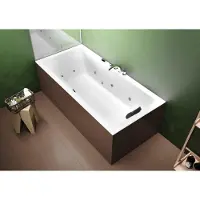 Riho Lugo Rechteck-Badewanne, Version links, mit flow-System, Einbau, 2-Sitzer, weiß, B136010005, Ausführung: 190x90x47,5cm, Nutzinhalt: 290 Liter