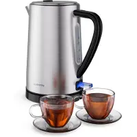 Klarstein Verosteel Wasserkocher 1,7 L Edelstahl 2200 W, Kalkfilter, 360-Grad-Basis, automatische Abschaltung, modernes Design