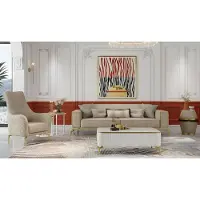AEA Garnitur Zweisitzer Sessel Beige Sofas Stoffsofa 2tlg Polstersofa Set