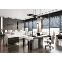 Xl Moebel Gmbh Eleganter weißer Holzarbeitszimmer-Set mit Schreibtisch und Bürostuhl