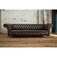AEA XXL Big Wohnzimmer Couch Chesterfield 4 Sitzer Leder Sofa Couchen Garnitur