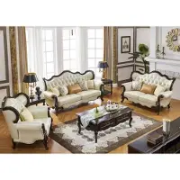 AEA Gruppe Sofagarnitur 3+3+1 Sitzer Luxus Sofa Sessel Sofas Leder Klassisches Set