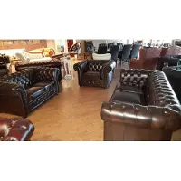 AEA Klassische Ledersofa Chesterfield Garnitur Sofagarnitur Sofa Couch Leder
