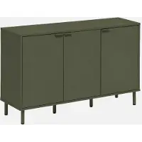Sweeek - Sideboard mit Holzdekor und Metall 3 Türen 120cm - Khaki