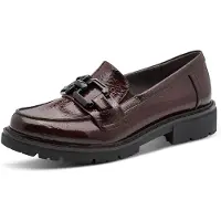 Jana Damen Loafer ohne Absatz Elegant Vegan, Bordeaux Paten, 38