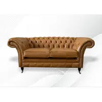 AEA Braune Chesterfield 2 Sitzer Leder Nussbraun Design Couchen Sofas Couch Sofa
