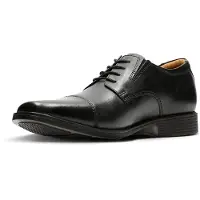 Clarks Shoes Tilden Cap Mens Black Leather, 10.5