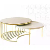 AEA Modern 2х Couchtische Edelstah Kaffeetisch Wohnzimmertisch gold