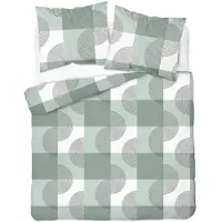 Detexpol Bettwäsche, Flanellbettwäsche, Warm, Für den Winter 160x200 6040b Grüne Geometrie