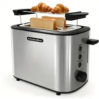 KitchenBoss Edelstahl Toaster 2 Scheiben：Toaster mit 6 Bräunungsstufen