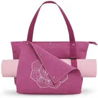 Benza Ibenzoa Yogatasche aus Baumwoll-Canvas, multifunktionell für Sport & Reisen – ausklappbares Mattenfach, sicherer Verschluss, 51 cm oben · 38 cm unten · 13 cm Breite · 36 cm Höhe