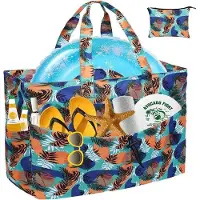 Benza Ibenzoa Faltbare Strandtasche – geräumig, wasserfestes, beschichtetes Polyester, Reißverschluss, verstärkter Boden, verstellbare Träger