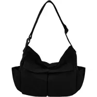 Benza Ibenzoa Canvas-Umhängetasche mit Laptopfach bis 15 Zoll – robuste, langlebige Schultertasche mit verstärkten Nähten, Metallverschluss & verstellbarem Nylon-Tragegurt