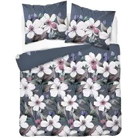 Detexpol Bettwäsche, Flanellbettwäsche, Warm, Für den Winter 200x220 6045a Grau, Blumen