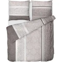 Benza Ibenzoa Flanell-Bettwäsche 100% Baumwolle 135 x 200 cm + 80 x 80 cm, Beige/Creme, mit Reißverschluss, weich und hautfreundlich