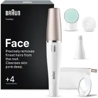 Braun Gesichtsepilierer Damen FaceSpa, Wasserdicht, SE851V, Weiß/Bronze