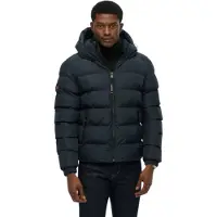 Superdry Steppjacke "PREMIUM HOOD PUFFER JKT", Herren, Gr. S, blau (eclipse navy), Web, Obermaterial: 100% Polyester, unifarben, relaxed fit normal, Jacken Steppjacke, Kunstfaser, relaxed fit
