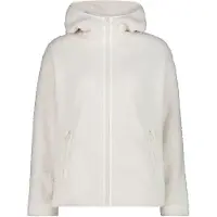 CMP Kapuzenfleecejacke "WOMAN JACKET FIX HOOD", Damen, Gr. 38, weiß (b.co gesso), Obermaterial: 100% Polyester, Jacken Kapuzenfleecejacke, mit Kapuze, sportlicher Stil, atmungsaktiv, wärmend