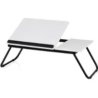 Costway Laptoptisch klappbar 55x32x23 cm, Betttisch Notebooktisch 4-Fach höhenverstellbar, Arbeitstisch aus MDF & Metall, Betttablett Lapdecks Weiß