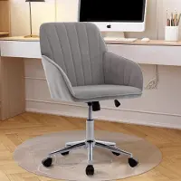 Markenlos Ergonomischer Bürostuhl mit Samtbezug – höhenverstellbarer Schreibtischstuhl mit 11 cm dickem Sitzpolster, 360° drehbar, für Heimbüro und Arbeitszimmer, Grau