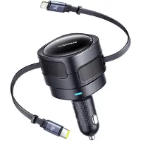 Baseus Enjoyment Max Autoladegerät mit USB-C+Lightning-Kabeln 60W Schwarz